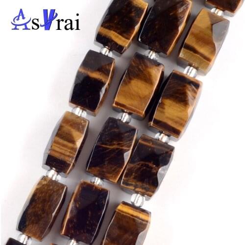 15*10mm Natural Stone Yellow Tiger Eye Stone Faceted Cuboid Shape Beads For Jewelry Making Spacer Loose BeadsDiy Bracelets 15"