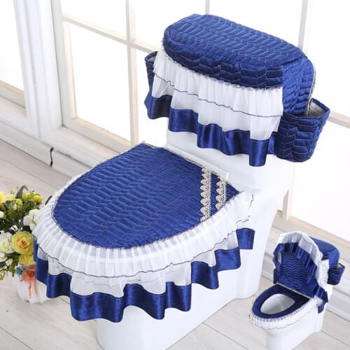 Fyjafon 3pcs Toilet Seat Cover Tank Cover with storage bags Bathroom Toilet Overcoat Washable High Quality Toilet Seat Cover