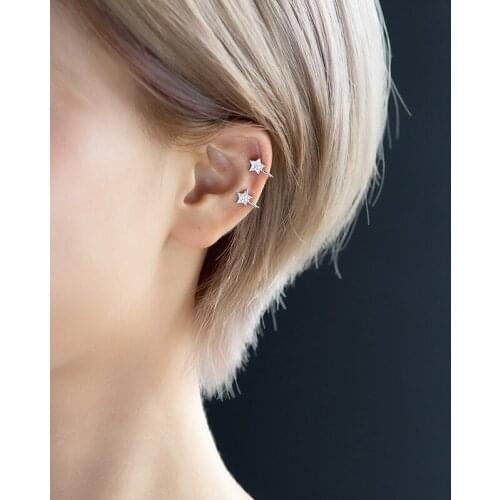 Colusiwei Clips Earrings With Charm Genuine 925 Sterling Silver Bright Stars Earrings for Women Fashion Jewelry 2020 NEW