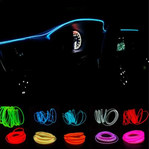 JURUS 2Meters Atmosphere Lamps Car Interior Ambient Light Cold Light Line Decorative Dashboard Console Door Light Car styling