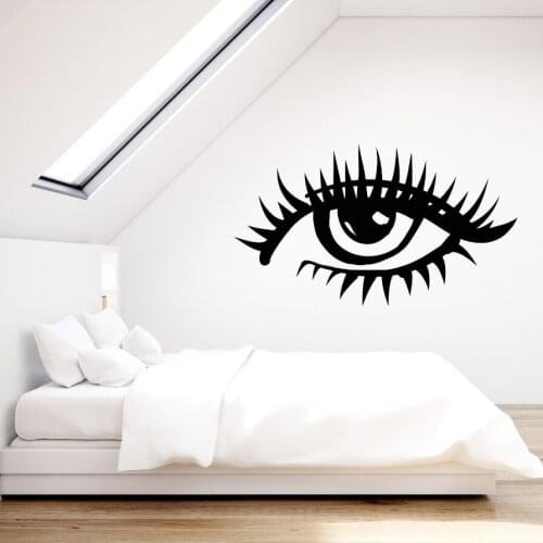 Girl Eye Wall Art Mural Woman Eyelashes Wall Sticker Beauty Salon Decoration Home Bedroom Wall Decal Beauty Eyes Wallpaper AY867