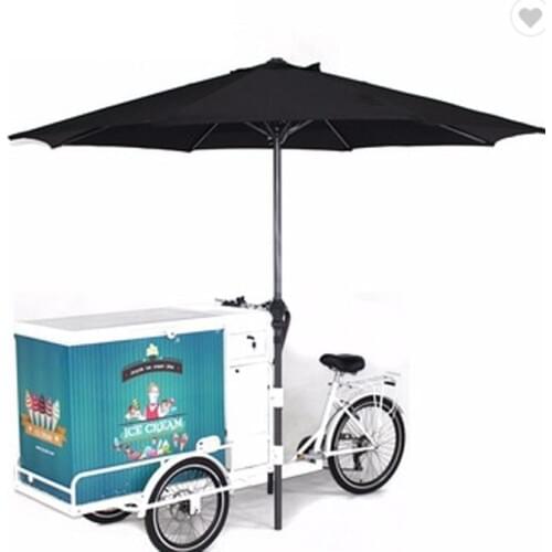 Electric Adult Tricycle Cargo Bike Ice Cream Popsicle Vending Cart Mobile Food Truck Design with Freezer for Sale In The Street