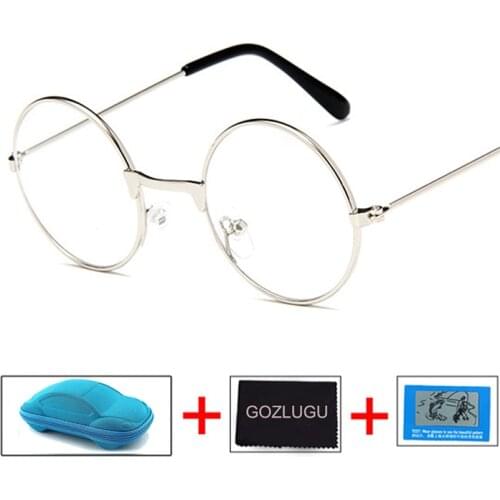 Hot sale retro glasses round metal frame glasses game glasses clear lenses college style eye protection clear glasses GOZLUGU
