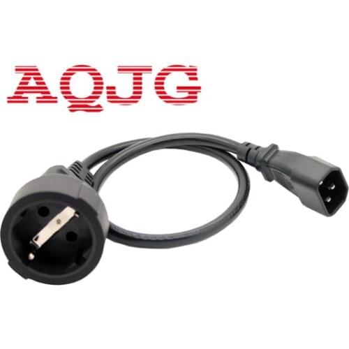 IEC 320 C14 3Pin Male Plug to CEE 7/7 European SCHUKO Socket Female Adapter Cable 50CM EURO UPS/PDU Power Cord 1 pcs Wholesale