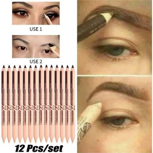 Double Head Eyebrow Pencil Waterproof Microblading Pen Long-lasting Eyebrow Enhancer Easy Wear Eye Brow Tint Dye Makeup Tools