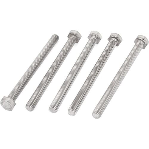 KSOL M8 x 100mm A2 Stainless Steel Fully Threaded Hex Head Screw Bolt 5 Pcs