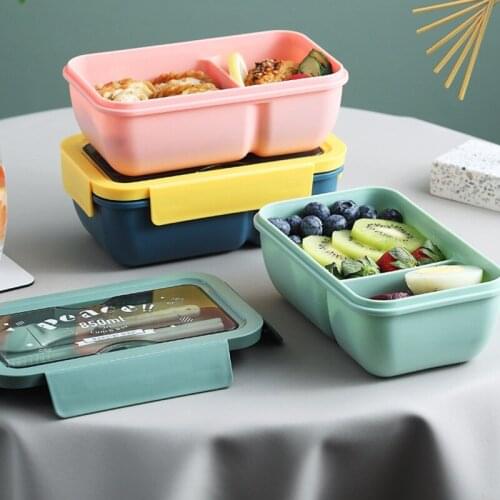 Kitchen Microwave Lunch Box Wheat Straw Tableware Food Storage Container School Office Portable Lunch Box