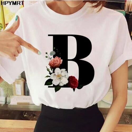 Summer 26 English Alphabet Print Tshirt women Harajuku Casual Crew Neck White T Shirt Fashion Graphic Female TShirt Girls Tops