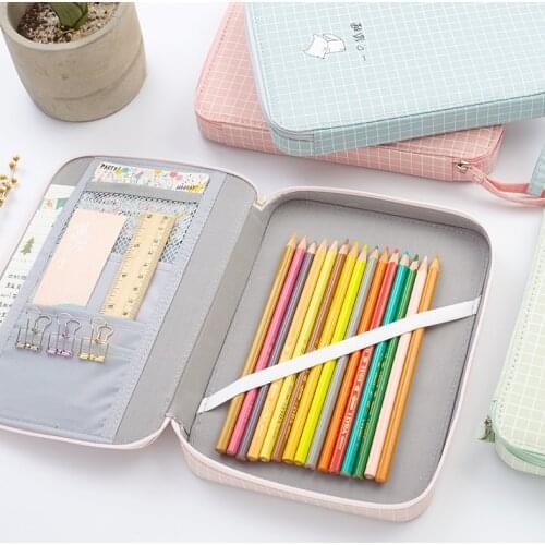Kawaii Cartoon Cat-Dog-Solid School Pencil Case Large Capacity Zipper Pen Box Phone Storage Bag For Gift 2020 Korea Stationery