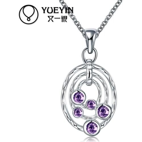 N090-A silver plated necklace Colored stone silver fashion jewelry necklace pendant chain of high quality