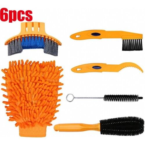6Pcs Bicycle Chain Cleaner Bicycle Cleaning Kit Generic Durable Outdoor Mtb Equipment Tire Brushes Supplies Bike Wash Set