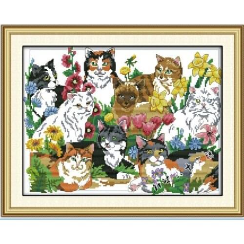 Needlework DIY cat Cross stitch,kit For Embroidery set,Cohesion cat animal pattern Count Cross-Stitch kit painting stitch kit