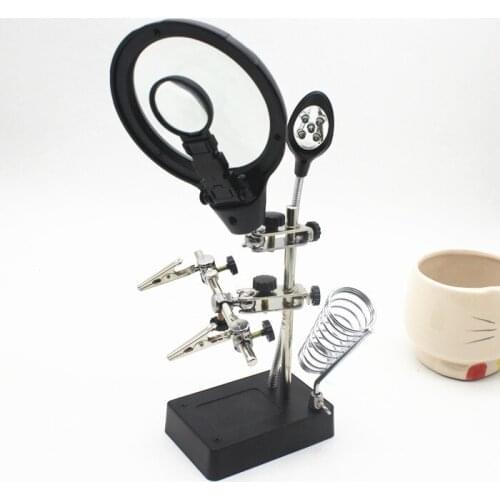 New 2.5 Times 7.5 Times 10 Times 3 lenses Illuminated Desk Type Magnifier Working Aid Circuit Board Repair with LED Lights