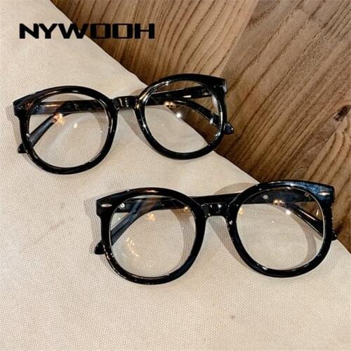 NYWOOH Black Round Glasses Frames Women Vintage Eyeglasses for Men Student Optical Frame Fake Spectacles Unisex