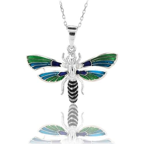 Butterfly Necklace 925 Sterling Silver Colorful Nature Charm Bridesmade Nature Lover Gift