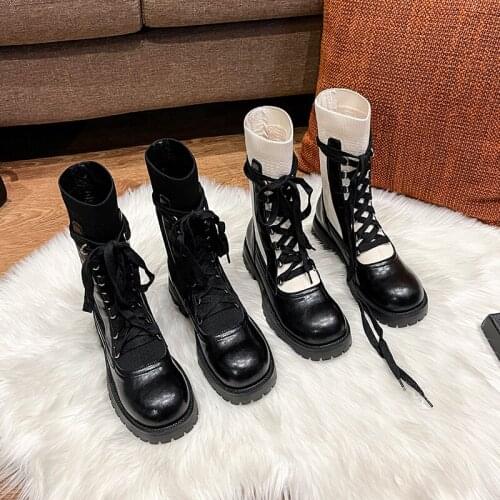 Casual Designer Fashion Women Boots Chelsea Boots Black Genuine Leather Thick Sole Short Martin Booties For Woman Western Boots