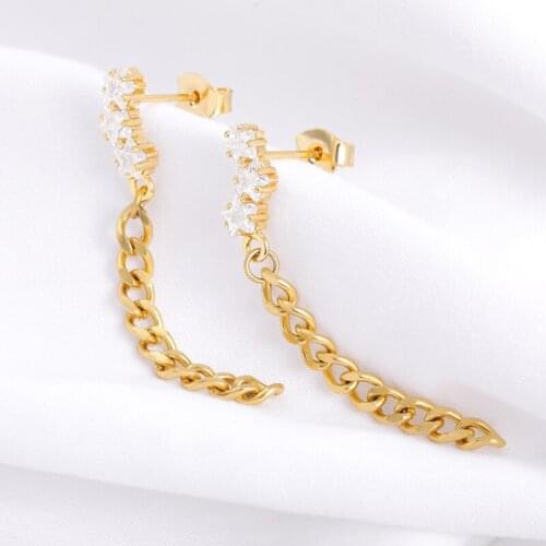 Fine Accessories Platinum Star Zircon Cuban Earrings Valentines Day Commemorate Gift Women Luxury Crystal Jewery Dainty Wedding