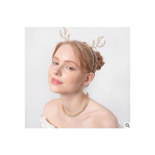 20pcs/lot DIY Simple Golden Antlers Alloy Drill Head Bands Creative Baby Girls HeadBands Hair Styling Tools Accessory HA1033