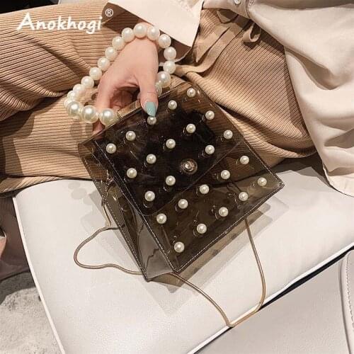 Transparent Beading Women Shoulder Bags INS Hot Pearl Decoration Ladies Handbags Crossbody Bag B790