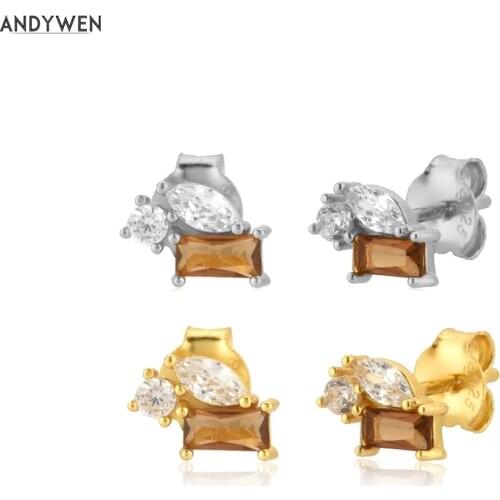 ANDYWEN 925 Sterling Silver Bee Honey Stud Earring 2020 Rock Punk Fashion Fine Jewelry Luxury Piercing Simple Earring Jewels