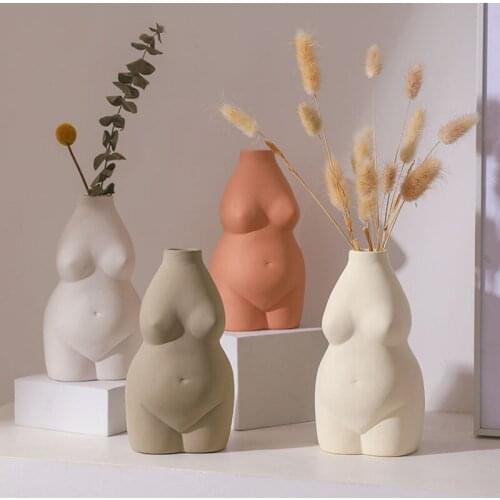 Nordic Creative Ceramic Bust Body Art Abstract Vase Decoration Living Room Dried Plant Floral Arrangement Home Decorat Ornaments