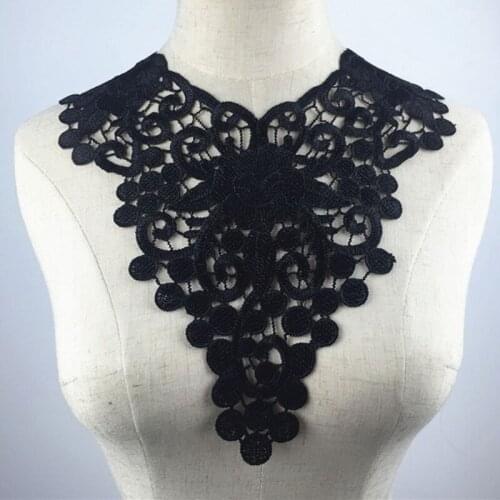 5Pcs White Black Embroidered Floral Lace Neckline Neck Collar Trim Clothes Sewing Applique Embroidery Collar