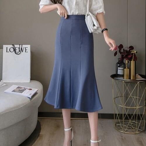 Limiguyue Spring Split Mermaid Women Skirt Casual High Waist OL Style Office Lady Midi Skirts High Waist Elegant Hip Saia K522