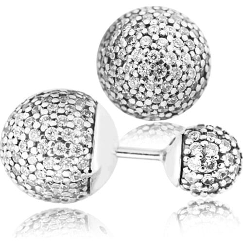 Earrings for women Pave Drops With Clear CZ Stud Earring BrincoS 925 Sterling Silver Jewelry DIY Orecchini Oorbellen Pendientes