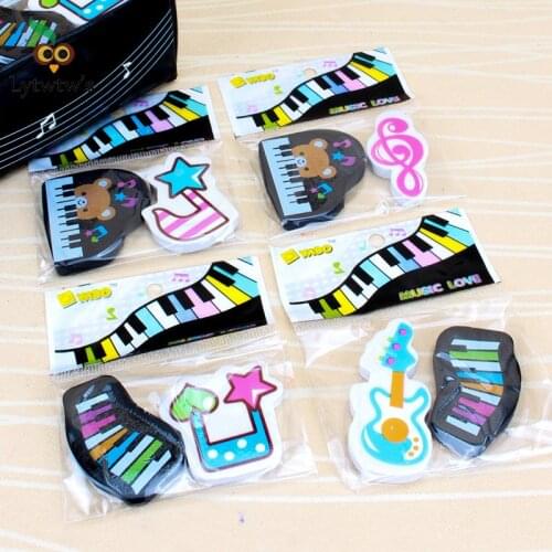 1Pcs Lytwtws Cute Kawaii Pencil Cartoon Piano Rubber Eraser Kids School Office Stationery Supply Lovely Erasers