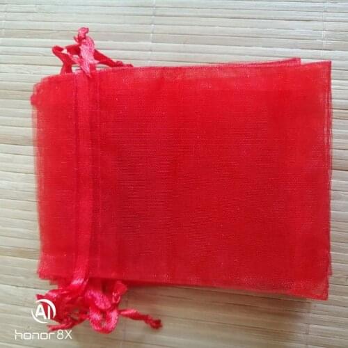 100pcs Red Plain Organza bag Drawstring packaging pouches Wedding birthday Christmas party gift jewelry packaging display bags