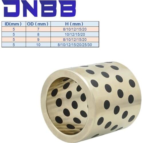 2Pcs JDB 5mm JDB0509 JDB0510 MPBZ 5mm linear graphite copper set bearing copper bushing oil self-lubricating MPBZU bearing