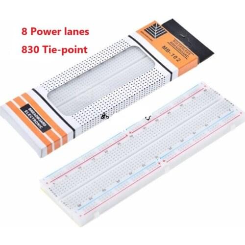 2pcs PCB & Breadboard 830 Tie Point Solderless PLUG 8 Power Lane Protoboard Prototype Systems Accessoriess Test Develop DIY