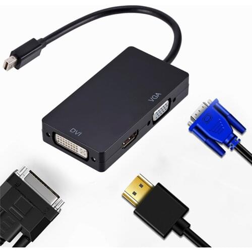 3 in 1 Connector Monitor Mini Adapter Display Port DP to HDMI-Compatible DVI VGA Adapter Converter for iMac