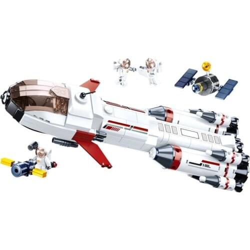 468PCS SLuban 0925 Saturn Expedition Rocket Aerospace Space Assembly Model Boy Building Block Toy Gifts