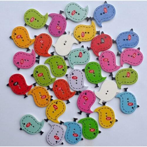 50pcs Mixed Color Chick Wooden Buttons For Handmade Craft Fit Sewing And Scrapbooking Accessories 2 Holes