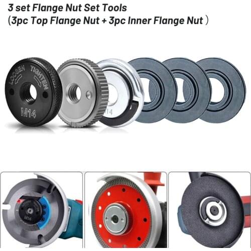 6Pcs M14 Flange Nut Thread Inner Outer Flange Nut Quick Release Nut For Bosch Metabo Milwaukee Makita DeWalt Hilti Angle Grinder