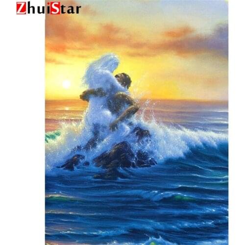 Diamond Painting Portrait Diamond Embroidery Sea Women Living Room Decor Diamond Mosaic Full Dril Art Rhinestones Picture XY1