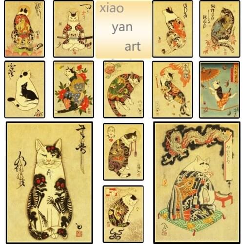 Diamond Painting Japanese Samurai Cat Tattoo 5D DIY Full Diamond Embroidery Cross Stitch Kits Home Decoration