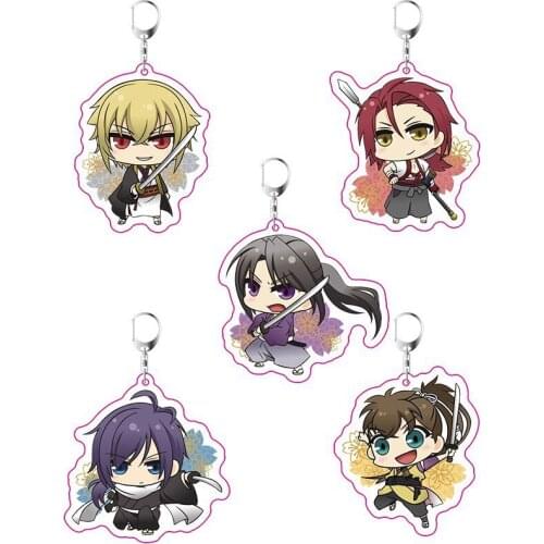 Anime Hakuouki Shinsengumi Kitan Keychain Cartoon Figure Model Acrylic Key Ring Holder Chain Pendants Keyrings Jewelry