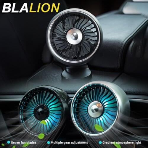 Car Portable Air Cooling Fan Car Vent Clip 3 Gears Wind Speed Gradient Color Auto Desktop Fan Usb Atmosphere Light Back Seat Fan