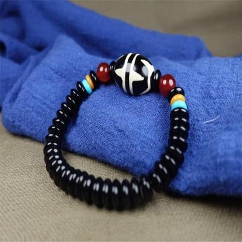 Genuine Tibetan agate bracelet with double tiger teeth Tianzhu agate bracelet for men and women