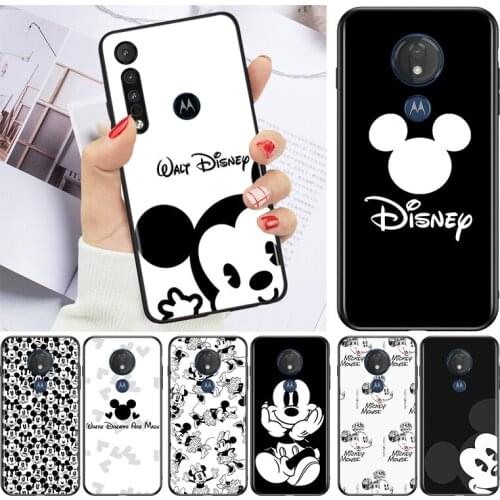 Mickey black and white for Motorola G9 G8 G E7 E6 One Play Marco Hyper Fusion Stylus Power Edge Plus Black Phone Case