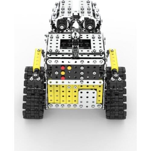 DIY Stainless Steel Remote Control Robot Sliding Block Building Assembled Robot Toy Stand Still for Kids Children
