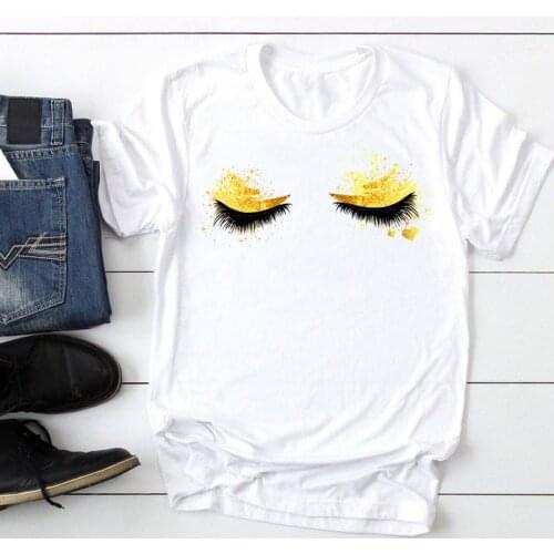 Women 90s Style Make Up Cute Short Sleeve Fashion Cartoon Summer Lady Print Tee Graphic T Top Female Tshirts Clothes T-Shirt