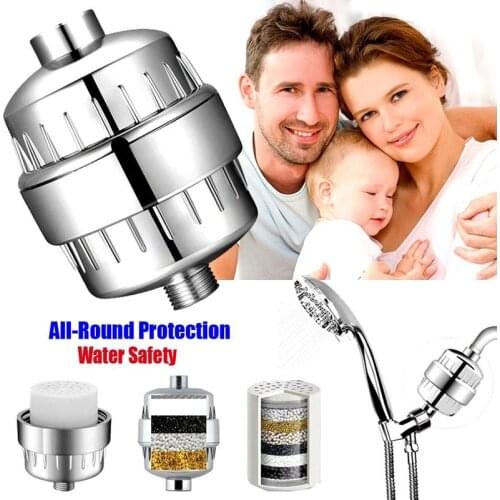 Stages Shower Water Filter - Remove Chlorine + Heavy Metals - Filtered Showers Head Soften for Hard Water Shower Accessories