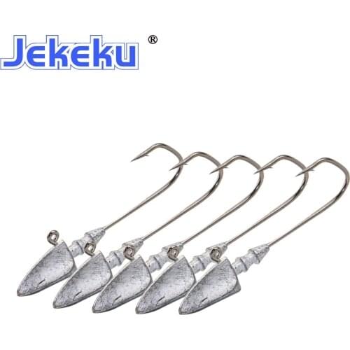 JEKEKU NEW 5pcs Hard Fishing Hooks 3.5g/5g/7g/10g/14g Lead Jig Head Fishing Hook Soft Bait Wom Lead Hook Fishing Tackle Hooks