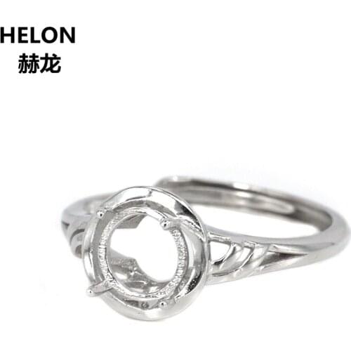 925 Sterling Silver Women Engagement Ring 10pcs/lot Wholesale 7x7mm Round Cabochon Semi Mount Wedding Ring Fine Jewelry Setting