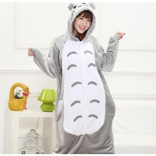 Halloween Costume Anime Cosplay Kigurumi Adult Totoro Neighbor Onesies Jumpsuit Warm Hooded Pajamas For Women Men