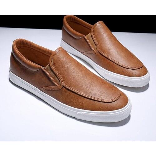20212021Leisure Men Pu Leather Flats Shoes Slip On Outdoor Casual Shoes Low Top Lazy Shoes Non Slip Loafers Moccasins For Male
