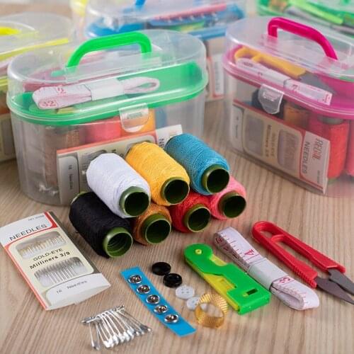 Artracyse Sewing Box Kit Leather Box Sewing Set Household Sewing Kit Tools Sewing Supplies Portable Storage Box with Zipper